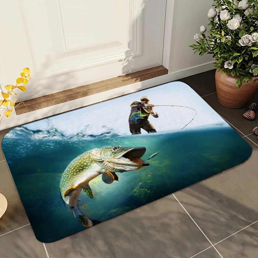 1pc Rapala Fishing Enthusiasts Bathroom Absorbent Mats Anti-Slip Mats Home Decor Supplies Carpets Home Kitchen Floor Mats