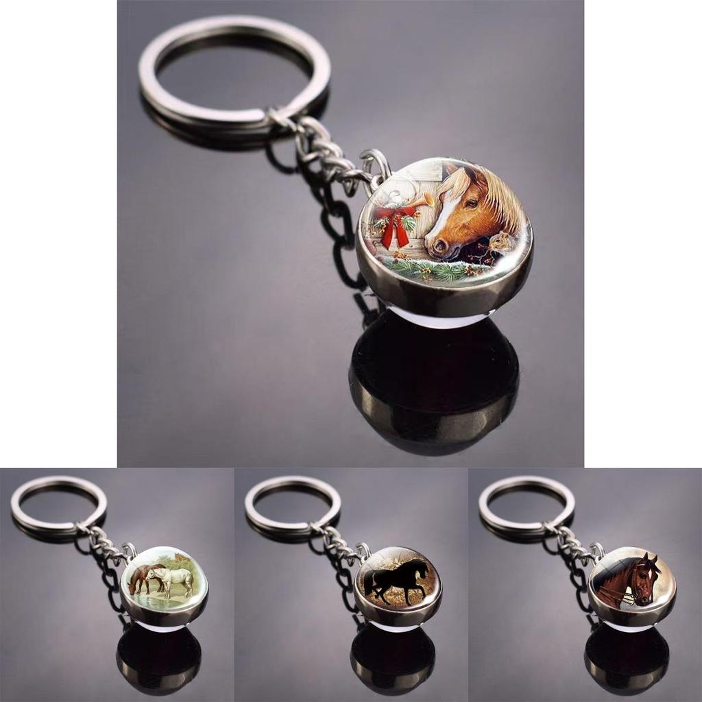 Glass Key Tag With Animal Motif And Round Shape For Gift And Everyday Carry