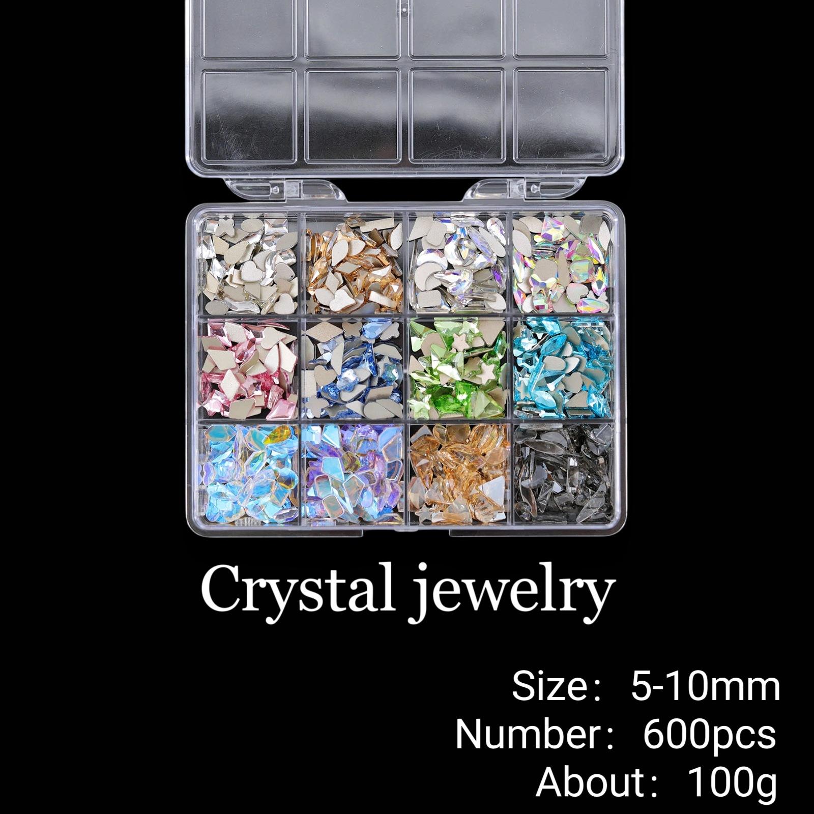 

Набор украшений для дизайна ногтей из 12 сеток со стразами для дизайна ногтей с плоским дном и бриллиантами особой формы 12 grid square box