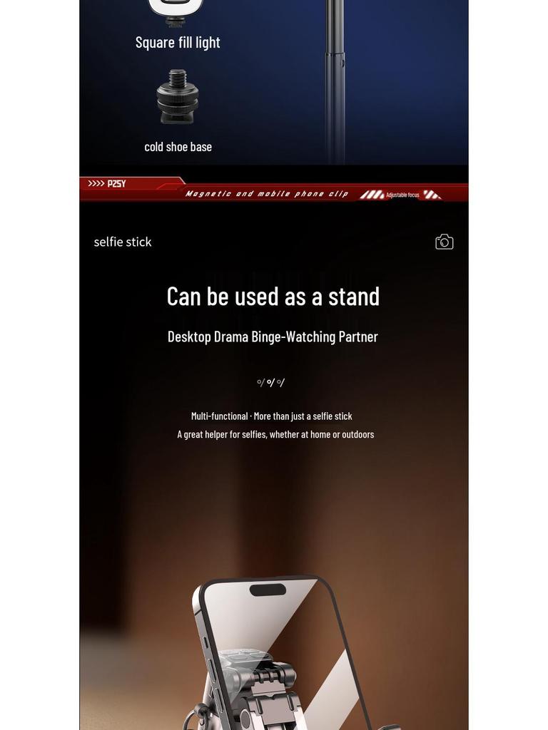 Compact 360° Rotating Selfie Stick with Bluetooth Remote for Live Streaming and Photography