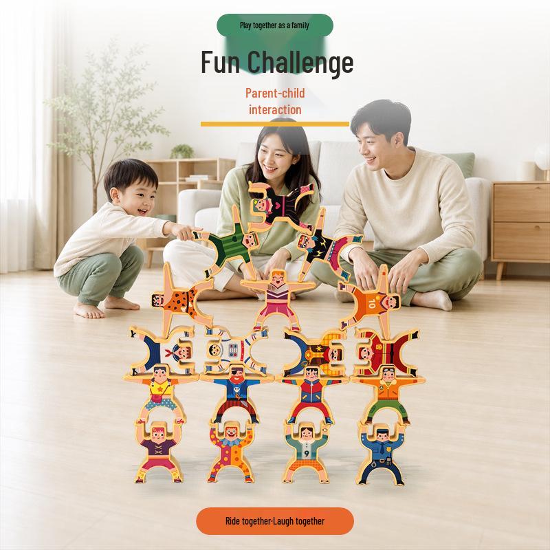 Wooden Hercules Stackable Figure Blocks - Balance Game for Concentration and Early Education.