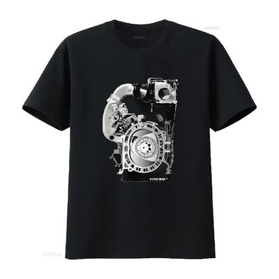 Rotary Engine  T Shirt Vintage Washed Homme Designer Clothes Versatile Soft Streetwear Fashion Graphic Slightly Stretched