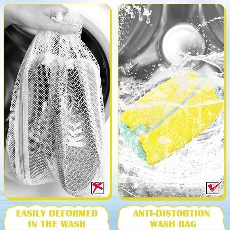 1/4PC Reusable Shoe Wash Dry Bags Durable Polyester Breathable Mesh Design with Zipper for All Shoe Types Sizes Machine Washable