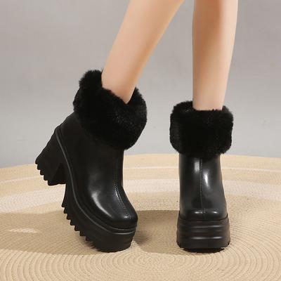 Fashion High Heels Platform Boots Woman Warm Snow Boots for Women Waterproof Heighten Ankle Boots Thicken Plush Winter Shoes Botas Mujer