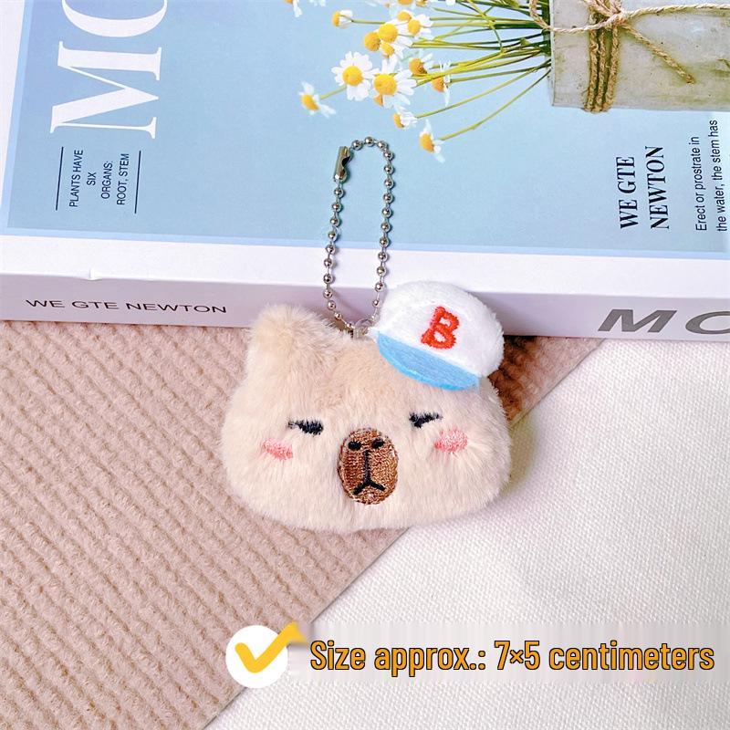 Capybara Plush Keychain with Baseball Cap - Cute Bag Decoration Doll Accessory