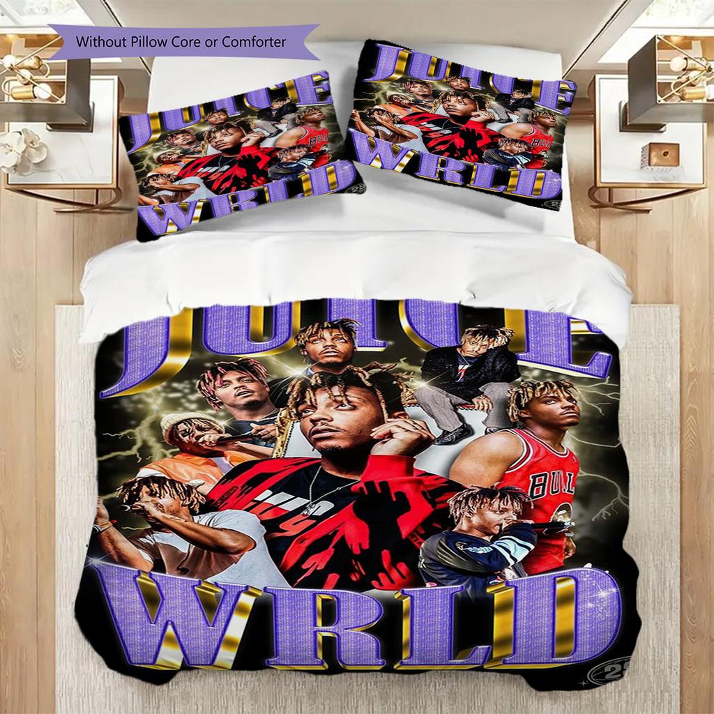 Juice Wrld Legacy Lives Bedding (1 * Duvet Cover + 2 * Pillowcase, Without Core) 2D Flat Soft and Comfortable Duvet Cover and Pillowcase