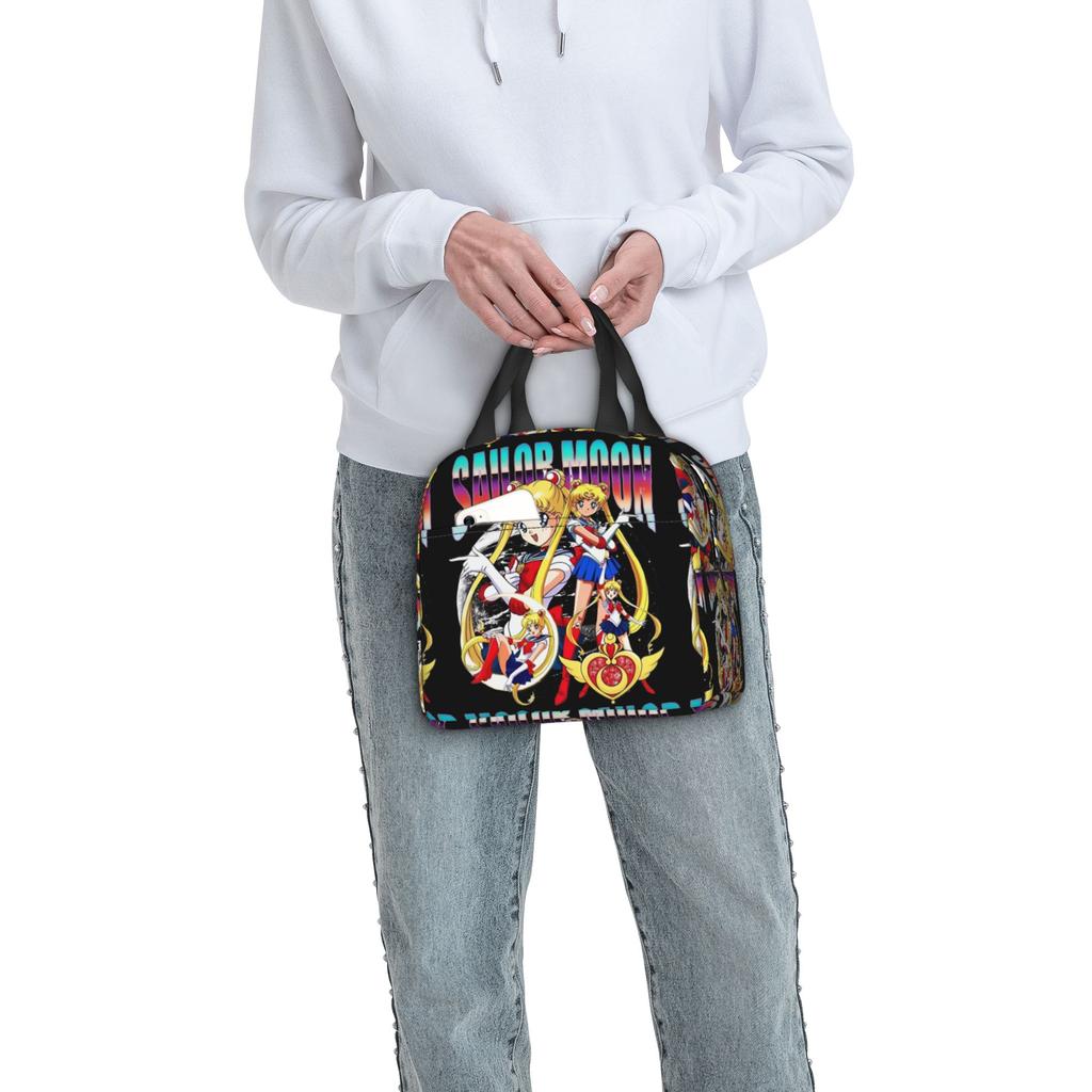 Custom Sailors Anime Moons Insulated Lunch Tote Bag for Women Men Bishoujo Resuable Thermal Cooler Bento Box School