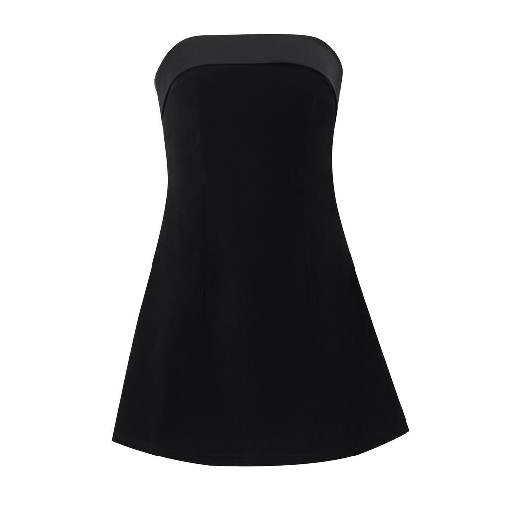 Ladies' Fashionable And Sexy Hot Girl Color One Neck Slim Fit Strapless Velvet Dress