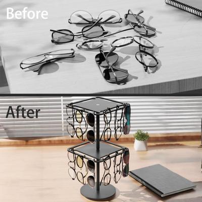Organizador de Gafas de Sol Giratorio 360 Grados Una/Doble Capa Acrílico Transparente Estante de Almacenamiento de Gafas Ahorro de Espacio Resistente Soporte Exhibidor de Gafas