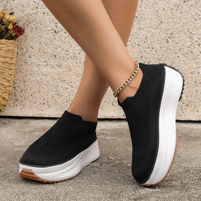2024 Herbst Runde Spitze Dicke Sohle Designer Schuhe Große Größe 35-43 Damen Stiefel Stretch Stoff Sport Niedrige Schnürschuhe Damen