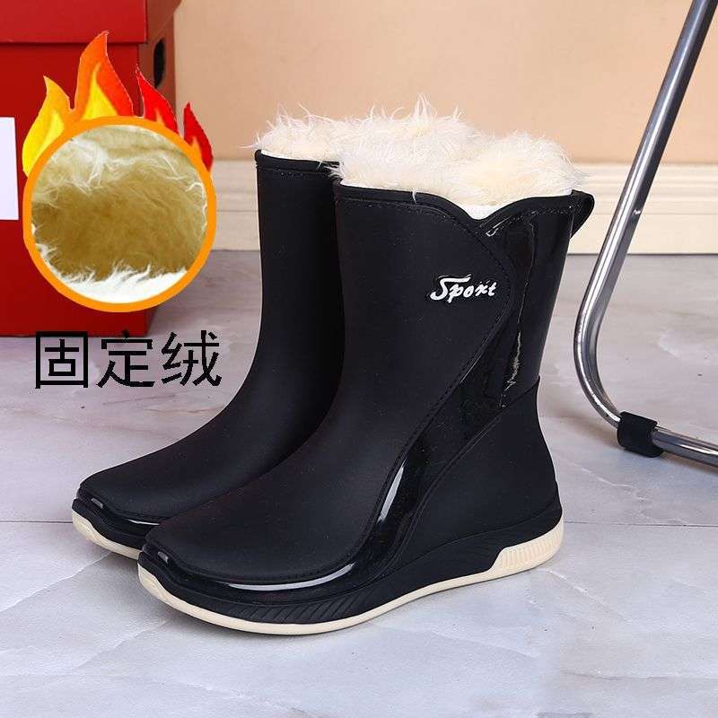 2025 New Rain Shoes Women's Fashion Wear Non-slip Foreign Style Medium and High Tube Water Shoes Adult Soft-soled Long Rain Boots