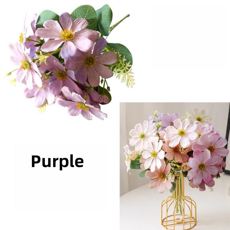 Small Fresh Natural Wind Simulation Flower Daisy Princess Persimmon Home Decoration Flower Arrangement Ornaments  Arrangements Photography Props