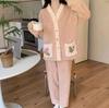2025 Women's Autumn/Winter Flannel Jacquard Coral Fleece Pajama Set - Long Sleeve Cardigan
