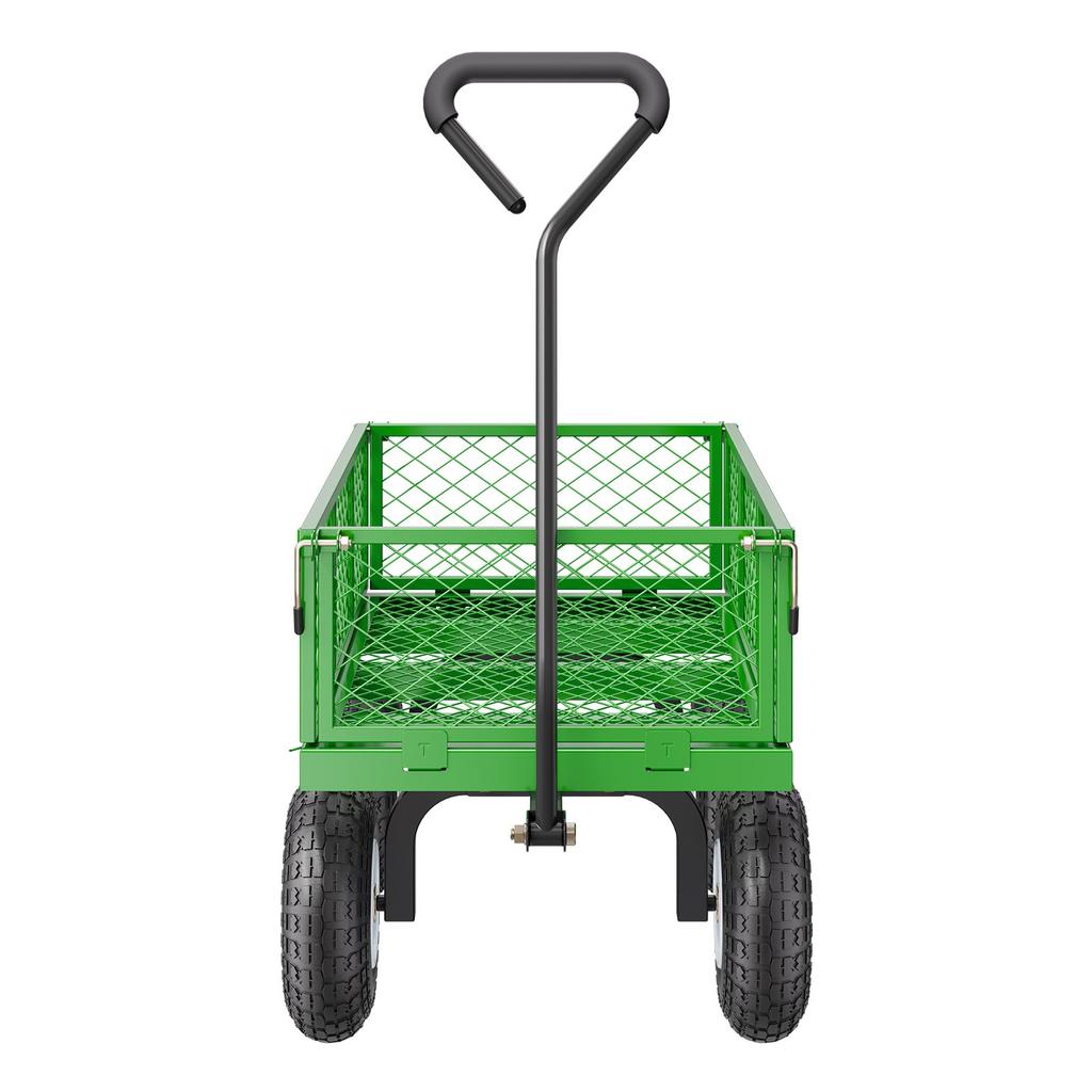 VEVOR 680 Lbs Steel Garden Cart On Wheels, Heavy Duty Garden Wagon Cart Pullable, Metal Outdoor Utility Yard Wagon Carts with 10" Tires
