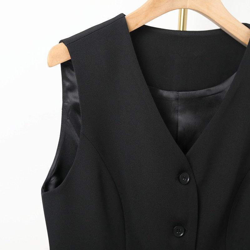 Black Sleeveless Vest Women Fashion Summer Layering Waistcoat Short Jacket Spring Autumn Casual Outerwear
