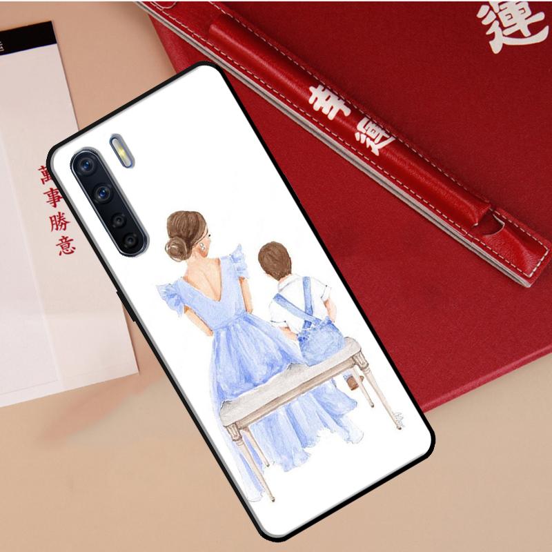 Black Brown Hair Baby Mom Girl Son Case For Oppo A40 A78 A54 A74 A94 A17 A57 A77 A76 A16 A96 A18 A60 A80 A38 A58 A98 A15 A5 Pro