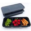 MiniMood Disposable Lunch Boxes, 3-Pack, 600ml, 50-Piece Set, Black, with Clear Lids, Microwave-Safe, for Lunch Delivery, Dishware, and Storage (22x9.