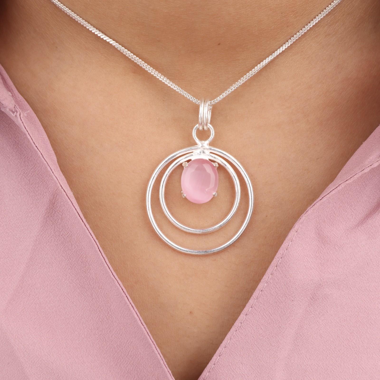 

Редкий розовый камень кошачий глаз 925 стерлинговое серебро ювелирные изделия ручной работы кулон 1,65 PP-61-46