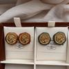 Resin Retro Metal Relief Portrait Stud Earrings Irregular Earrings Simple High-End Versatile Women'S Exquisite