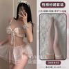 Domila Erotic Underwear Sexy Sweet Bow Dew Milk Sweet Beautiful Woman Servant Mesh Transparent Uniform Set