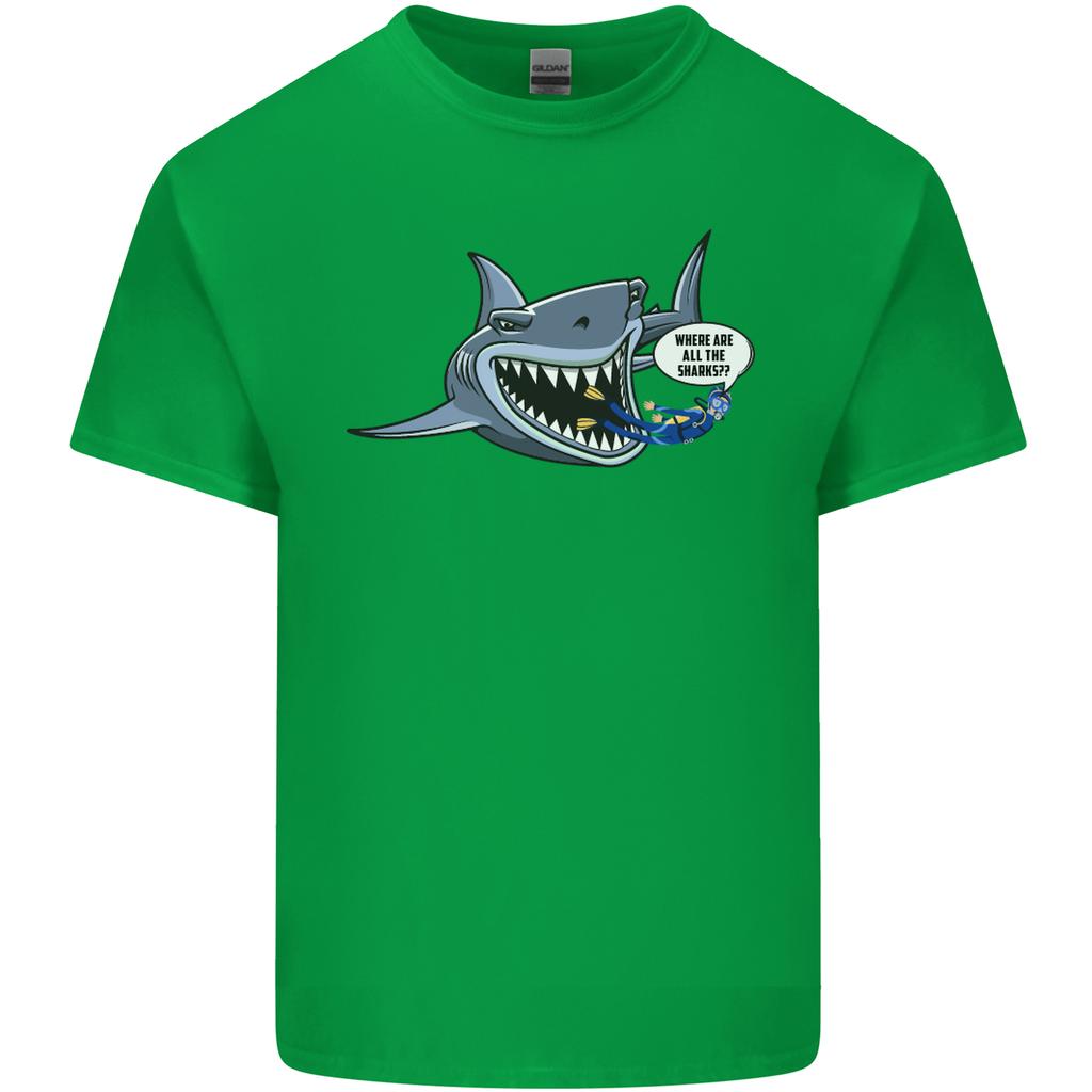 Where Are the Sharks Scuba Diving Diver Unisexs Light Cotton TShirt