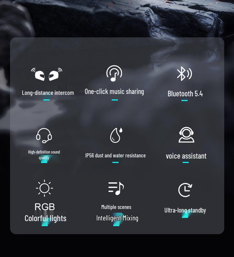 Y12Pro Smart Waterproof Bluetooth Noise-Cancelling Motorcycle Helmet Headset