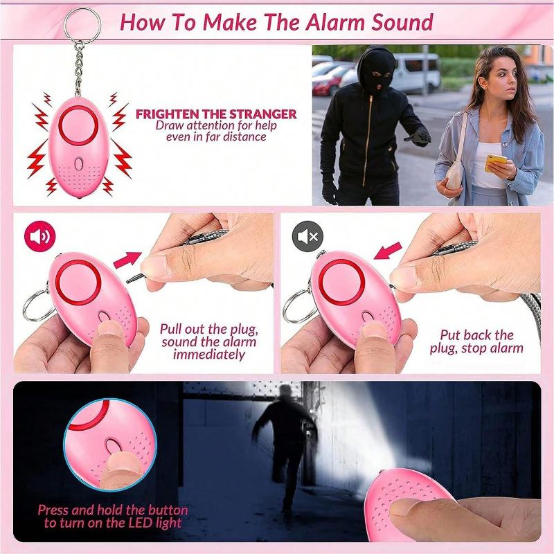9-teiliges Rosa Persönliches Set & Zubehörset inklusive Alarm-Schlüsselanhänger Taschenaufhänger Flauschiger Ball Schlüsselanhänger Handschlaufe Schlüsselanhänger Taschenzubehör Zubehör