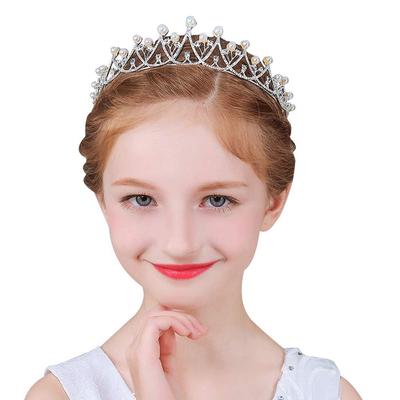 Cemellia Children's Crown Flower Tiara Hair Accessory, Formal, Crystal and Pearl Hair Ornament, Sparkling, Perfect for Weddings, Recitals,