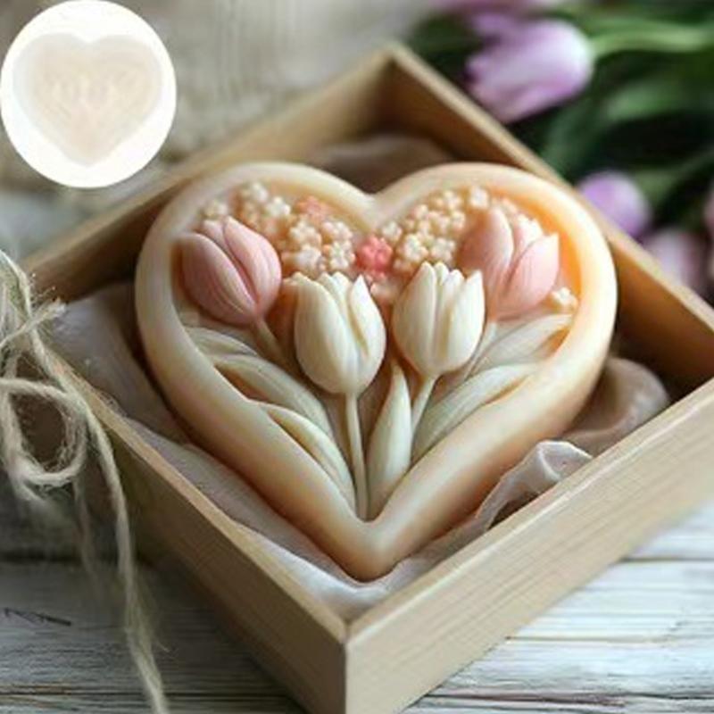 Food Grade Silicones Heart Tulips Candle Valentines Making Molds Easy To Use For Beginners And Craft Lovers