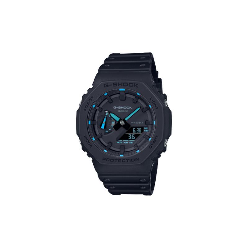 

Casio LCD/Pointer Dual Display Series G-SHOCK Dark Night Neon Series Classic Fashion Octagon Trendy Sports Quartz Movement Resin Strap GA-2100-1A2PR
