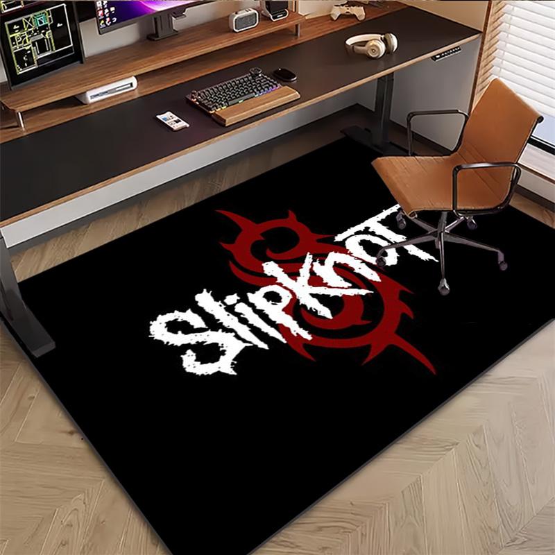 Slipknot Pentagram Logo Area Rug Non Slip Mat, Vintage Dark Wood Grain Carpet for Game Room Rock Fan Decor
