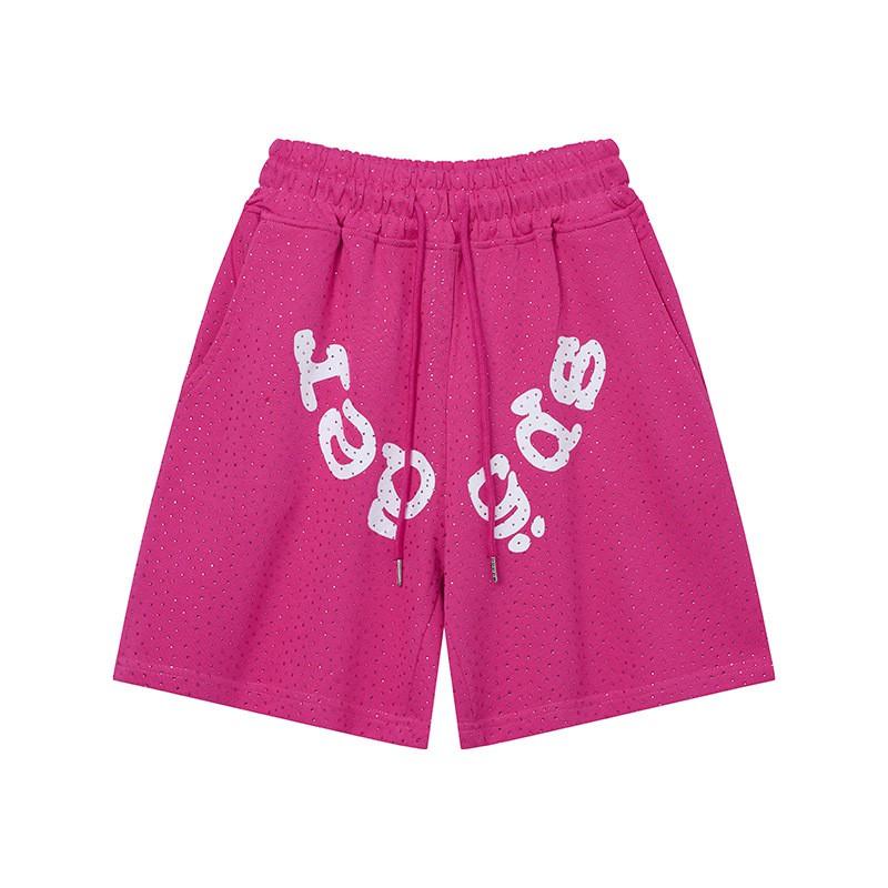 Unisex Streetwear Sparkly Rhinestone Letter Print Short Sleeve Tee Shorts Set Casual Outfit