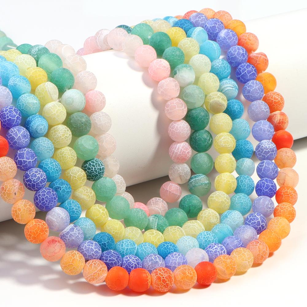 Natural Weathered Agate Stone Beads 6/8/10mm Color Loose Beads Spaced Beads for Jewelry Making Accessories DIY Bracelet Necklace