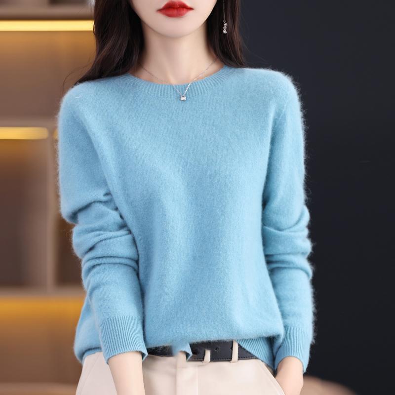 Pullover Casual in Maglia da Donna Autunno e Inverno Morbido e Caldo Manica Lunga Base Girocollo