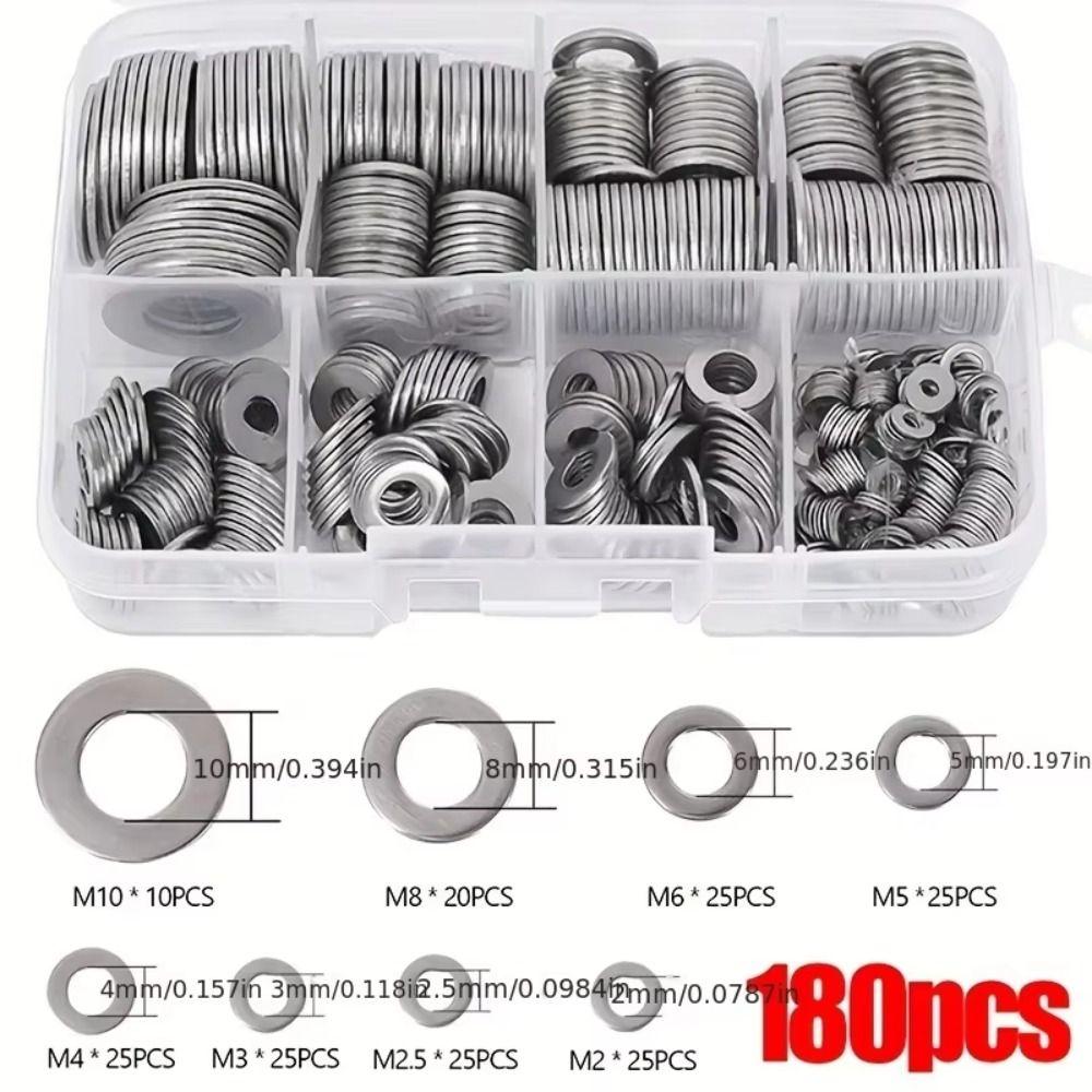 180PCS Flat Design Stainless Steel Sealing Gasket Sump Plug Washer  Kitchen Applications