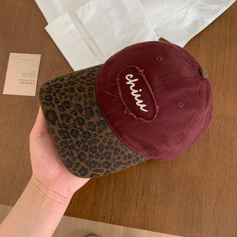 Leopard Print Duck Tongue Cap Color Splicing Rebound Caps Fashion Sun Hat  for Women Girls
