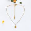 Women Sun Pendant Necklace Stainless Steel Adjustable Extended Chain Charm Necklace Jewelry Accessories