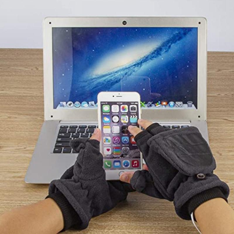 usb Fingerless Gloves Thermal Gloves Heated Gloves Fingerless Touchscreen Fleece Gloves Split Finger Gloves