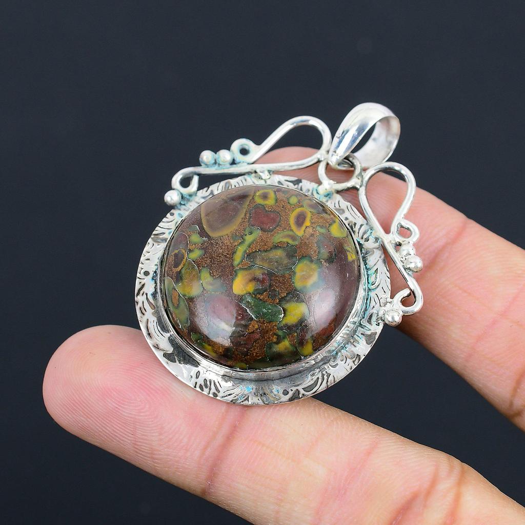 Freundschaftstag Sale Fruchtjaspis Stein Sterlingsilber Ehefrau Boho Anhänger Schmuck