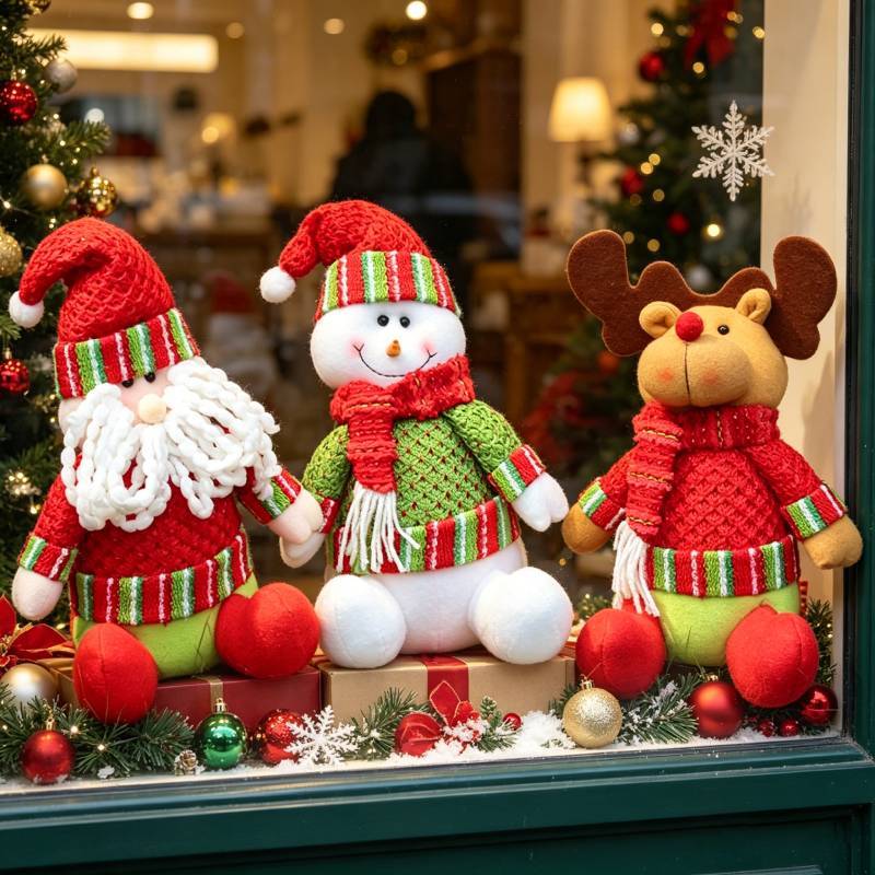 Christmas Plush Decorations With Snowman Santa Reindeer For Home Holiday Decor
