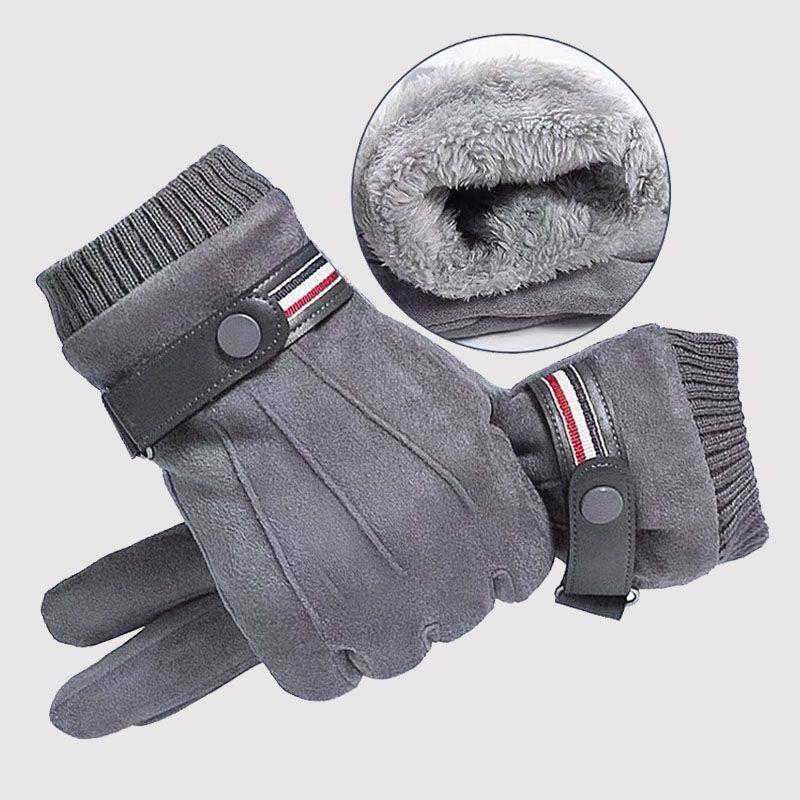 Cycling Warm Gloves Men's Winter Velvet Thickened Cold-proof Outdoor Riding Motorcycle Touch Screen Suede Riding Windproof