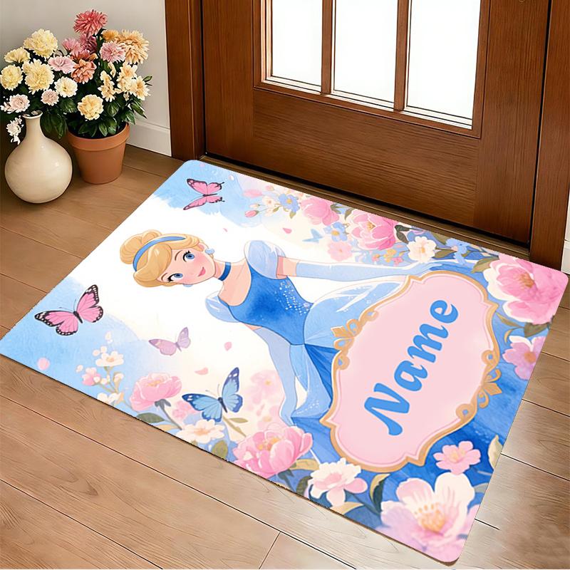 Custom Name Princess Garden Living Room Non-Slip Area Rug Soft Carpet for Bedroom Kids Playroom Sofa Office Home Decor Doormat