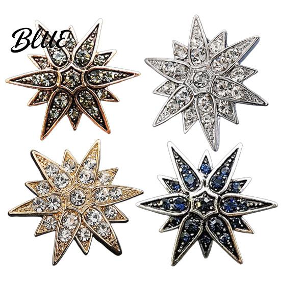 Alloy Lapel Pin 1/2Pcs Double-Layered Eight-Pointed Star with Rhinestones Thickened