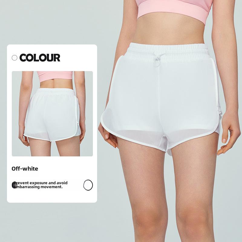 

Женские спортивные шорты из сетки с высокой посадкой, состоящие из двух частей, со шнурком для бега и велоспорта S