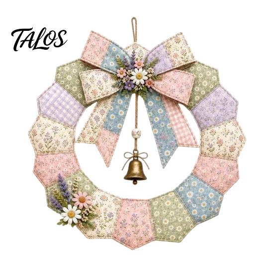Feiertags-Kranz Bastelmaterialien DIY Patchwork Bastelset, Weihnachtliches Nähen Saisonale Muster, Stoffset Bauernhaus für Erwachsene, Haustür Wand