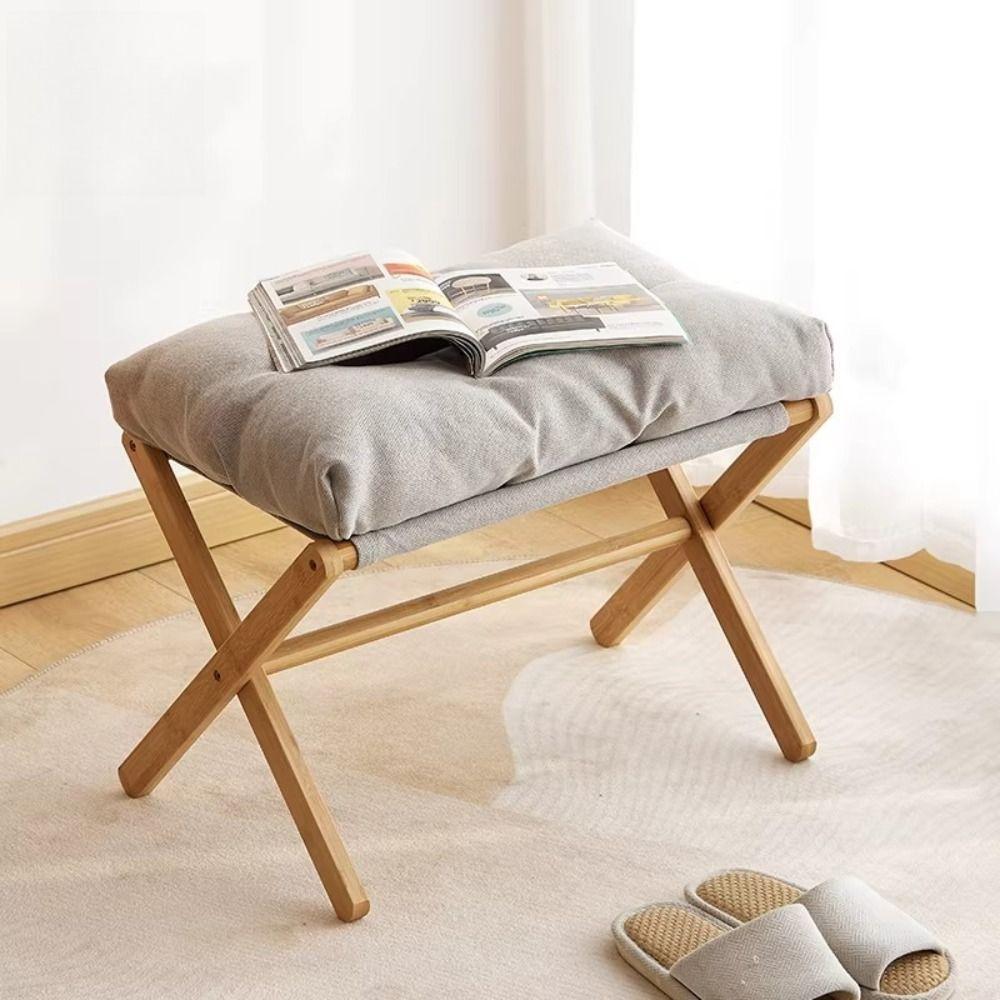 Cotton-filled Cushion Foldable Footstool Compact Design Shoe Changing Stool Footstool  Under Desks