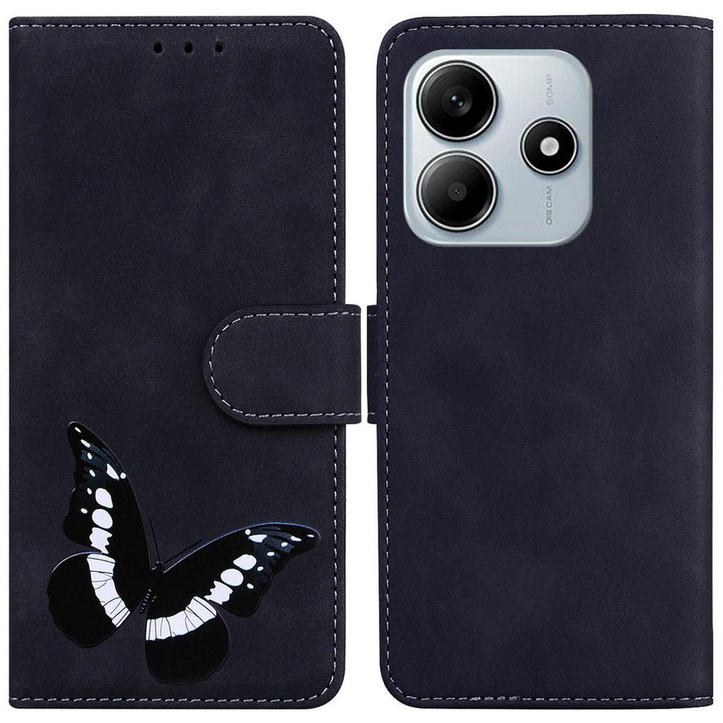 For Xiaomi Redmi Note 14 5G Stand Case PU Leather Phone Cover Butterfly Printed