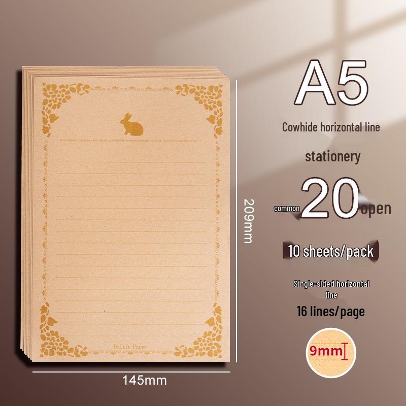 Vintage-Style Thick Kraft Paper Envelopes & Letter Set for Handwritten Notes & Birthday Cards