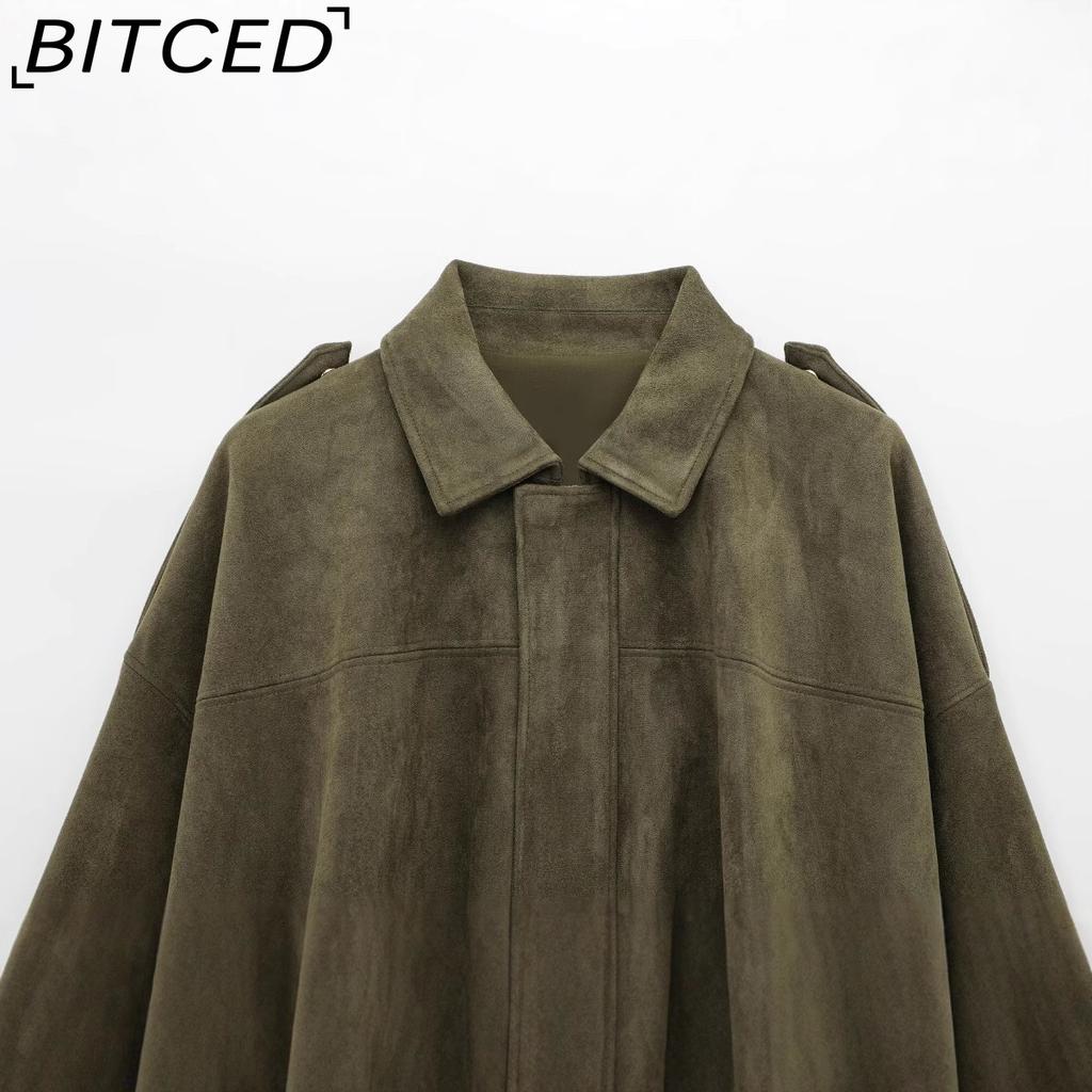 BITCED Women's Pre-Spring Fashion Suede-Effect Pilot Jacket