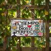 Entrance Wall Hanging Decor Spanish Religious Prayer Ornament with Rose Cross Flower, Inspirational Art Wooden Decorative Pendant for Living